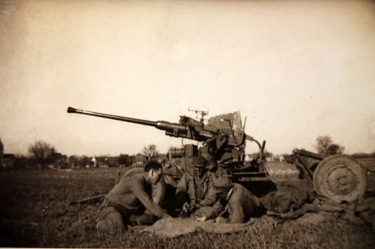 US Army 37mm anti-aircraft gun and crew, Italy, 1945