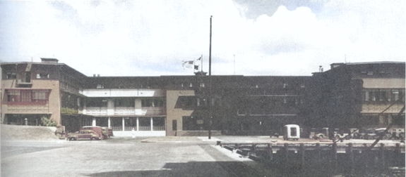 The administration building at Pearl Harbor Naval Shipyard, Oahu, US Territory of Hawaii, date unknown [Colorized by WW2DB]