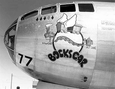 Nose art of B-29 Superfortress bomber 'Bockscar', circa 1945-1946