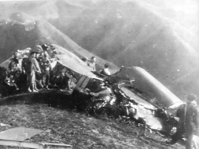 Wreckage of Major General James Doolittle's B-25 Mitchell bomber in China, 18 Apr 1942