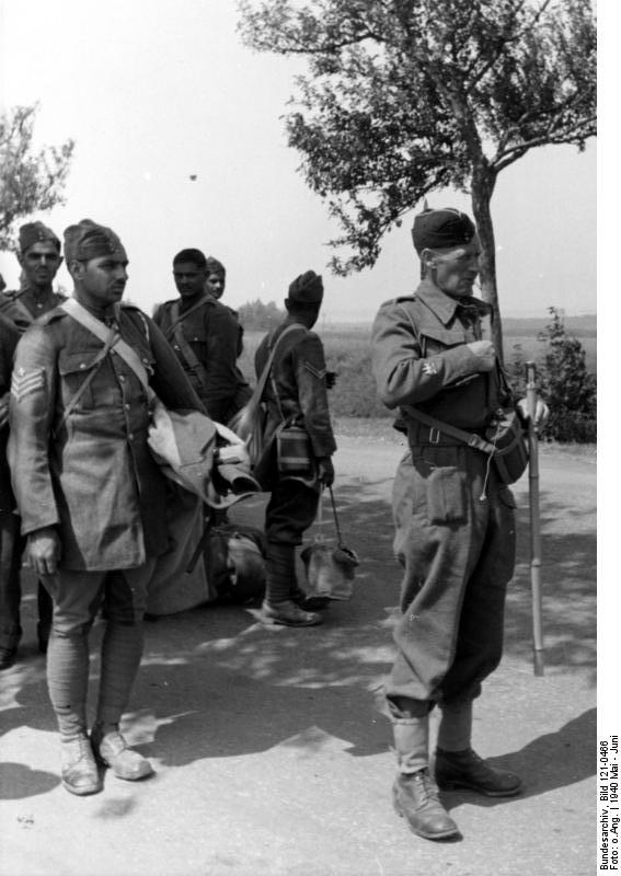 British officer and colonial troops as prisoners of war in Belgium, May-Jun 1940