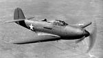 P-39 Airacobra fighter in flight, 1943.