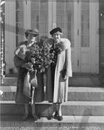 Sponsor Mrs. Allen and Maid of Honor Mrs. Rossell at Portsmouth Navy Yard, Kittery, Maine, United States, 20 Oct 1941