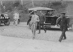 Crown Prince Hirohito arriving at a hot springs resort at Mount Kusa (now Yangmingshan National Park), Taihoku, Taiwan, 25 Apr 1923