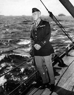 Major General George Patton on the decks of the USS Augusta while crossing the Atlantic en route to the North African landings of Operation Torch, Oct-Nov 1942