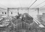 Ships under construction at Deutsche Werft shipyard, Hamburg, Germany, circa 1930s