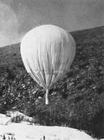 Nearly deflated Japanese Fu-Go Type A balloon grounded near Tremonton, Utah, United States, 23 Feb 1945. The ballast dropping equipment found with this balloon was damaged.