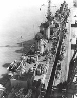 Overhead view of USS Nicholas at Mare Islands Naval Shipyard, Vallejo, California, United States, 17 Mar 1951. Photo 1 of 2.