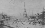 Construction of Slip VI at Tecklenborg shipyard, Bremerhaven, Germany, circa early 1907