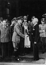 Adolf Hitler awarding Gustav Krupp von Bohlen und Halbach the Nazi Party Gold Medal, Villa Hügel, Essen, Germany, 13 Aug 1940