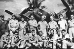 The men of the 347th Fighter Group who flew the mission to intercept Japanese Admiral Isoroku Yamamoto. The photo is single frame of a movie taken on Kukum Field, Guadalcanal on 19 Apr 1943, the day after the attack.
