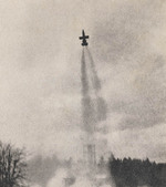 Ba 349 Natter rocket interceptor being launched, circa early 1945; seen in bulletin 