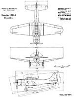 3-view drawing of the SBD-5 Dauntless aircraft