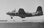 A DB-7 Boston aircraft destined for British service taking off for a test flight in the United States, Jan 1943
