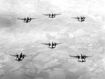 A formation of A-20 Havoc bombers in flight, circa 1943