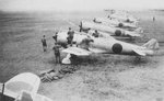 Ki-44 fighters lined up at a Japanese airfield, date and location unknown