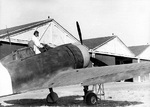 Re.2000 Falco I fighter of the Italian 377th Squadron at rest at an airfield, date unknown, photo 1 of 2