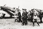 King Vittorio Emannuelle III of Italy inspecting new Re.2005 Sagittario fighters of the 362nd Squadron, date unknown