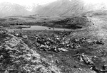 A group of approximately 40 dead Japanese soldiers at a ridge on Attu, Aleutian Islands, US Territory of Alaska, 29 May 1943