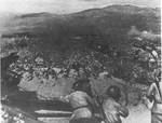 Soviet artillery firing on Japanese positions, northeastern China, Aug 1945