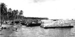United States Coast Guard landing craft and barges delivering supplies to Guadalcanal, Solomon Islands, late 1942