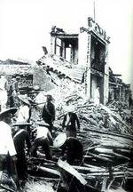 A bombed-out building in Qiankou, Henan, circa May-Jun 1938
