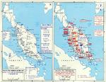 Maps depicting British dispositions in Malaya and Singapore on 7 Dec 1941 and the Japanese advance from Dec 1941 to Jan 1942