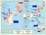 Map of the American invasions of Saipan, Tinian, and Guam of the Mariana Islands, 15 Jun-8 Aug 1944