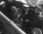 Eisenhower, Arnold, King, and Marshall aboard a landing craft off Normandy, 12 Jun 1944