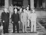 Vyacheslav Molotov, James Byrnes, Charles Bohlen, Harry Truman, William Leahy, and Joseph Stalin in Potsdam, Germany, 17 Jul 1945, photo 1 of 5