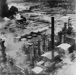 Oil tanks at the Columbia Aquila refinery burning during an American raid, Ploiesti, Romania, 1 Aug 1943