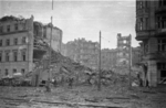 A school destroyed during the uprising, intersection of Chlodna and Waliców streets, Warsaw, Poland, 2 Aug 1944