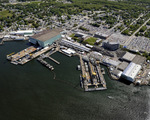 Aerial view of General Dynamics Electric Boat facility in Groton, Connecticut, United States, date unknown