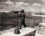 US soldier sightseeing in the Tyrol Schistose Alps, Lans, Austria, 13 May 1945