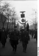 Members of the Nazi Party Studen League on march along the Unter den Linden, Berlin, Germany, 7 Feb 1934