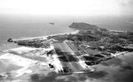 Aerial view from the southwest on approach to NAS Kaneohe, Oahu, US Territory of Hawaii, 1945; note Mokapu Point beyond the airstrip