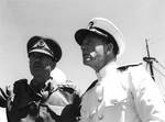 British General Harold Alexander and US Rear Admiral Alan Kirk aboard USS Ancon off Mers El Kébir, Algeria, 23 Jun 1943
