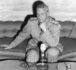 Admiral Burke at a press conference, New Orleans, Louisiana, United States, May 1956