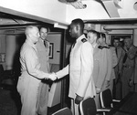 Admiral Burke meeting junior officers of cruiser Los Angeles, circa 1951-1966
