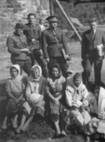 Ferdinand Catlos with Ukrainian civilians in Komancza village, southern Poland, Sep 1939, photo 2 of 3