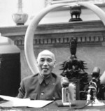 Chiang Kaishek getting ready for a radio address, Taiwan, Republic of China, circa 1950s
