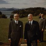 Argentinean President Arturo Frondizi and US President Dwight Eisenhower, Bariloche, Argentina, Mar 1959