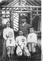 Himmler family portrait, date unknown; Heinrich Himmler was the leftmost, in front row, standing before his mother