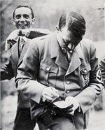 Adolf Hitler and Joseph Goebbels signing autographs, Germany, circa 1930s