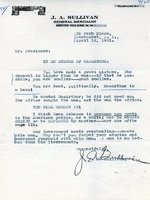 A letter from J. A. Sullivan to Harry Truman protesting the firing of Douglas MacArthur, 12 Apr 1951