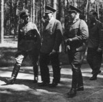 Adolf Hitler with Colonel Friedrich-Wilhelm Müller and other officers at the Werwolf headquarters, Vinnytsia, Ukraine, 25 Jul 1942
