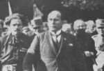 Benito Mussolini and Italo Balbo (left edge of photograph) with Blackshirts, Italy, 1923