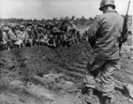 Funeral service for Ernie Pyle, Okinawa, Japan, 20 Apr 1945