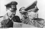 German Field Marshal Erwin Rommel and Lieutenant General Hans Speidel at Pas de Calais, France, 18 Apr 1944