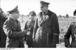 German Field Marshal Erwin Rommel in conversation with Lieutenant General Erwin Menny, Northern France, Mar 1944